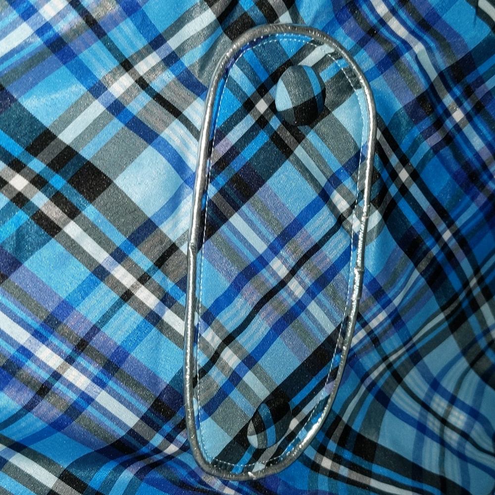 Isaac Mizrahi For Target Medium Blue Plaid Dog Coat Jacket New - Picture 2 of 7